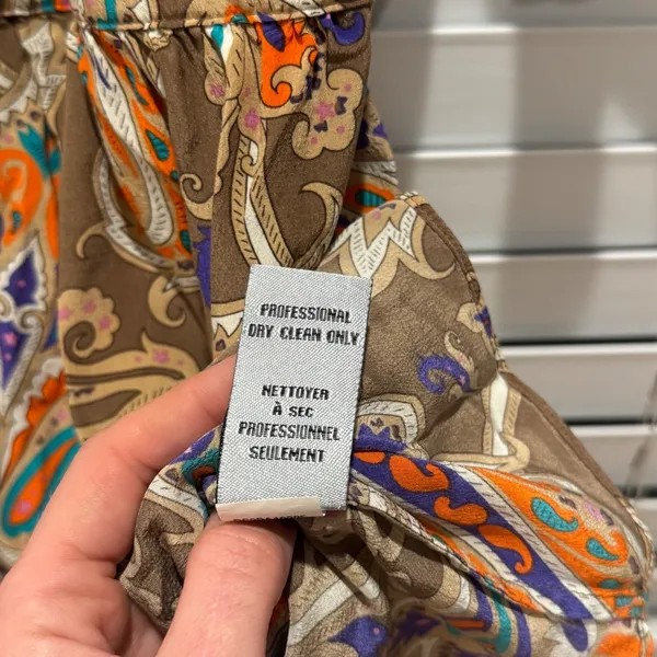 Tibi 100%‎ Silk Paisley Mini Dress Women 4 Brown Orange Ruffle Sleeve Boho Y2k - Image 7