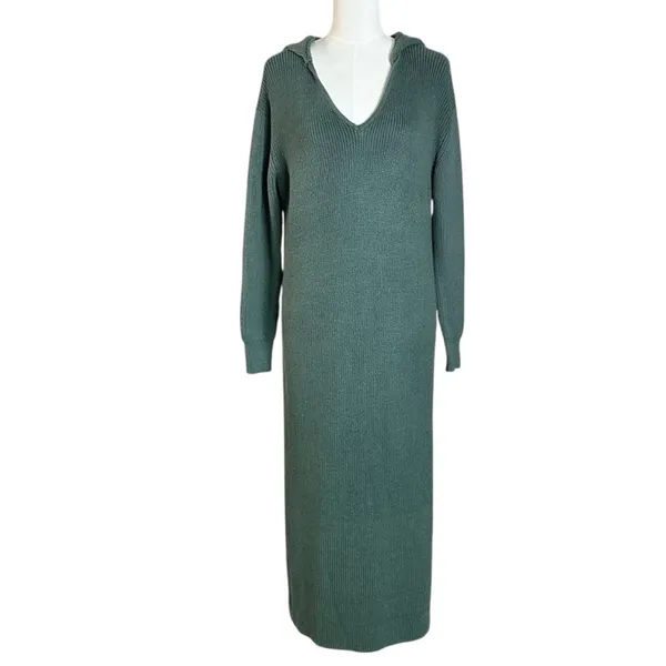 Free People Beach Free-est Claudia Hooded Sweater Midi Dress in Dried Pine Small - Image 3