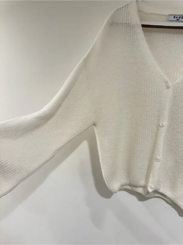 NA-KD Cream Knit Cardigan - Image 2