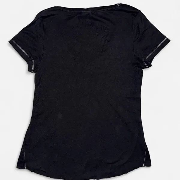 & Other Stories Black Short Sleeve T-Shirt with White Stitching Detail - Image 5