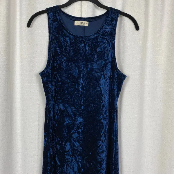 Natural Life Dark Blue Crushed Velvet Sleeveless Maxi Dress Sz.XS - Image 6