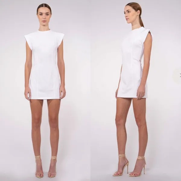 NONchalant Becca mini Dress White Siz eSmall Minimalist cotton cap sleeve - Image 5