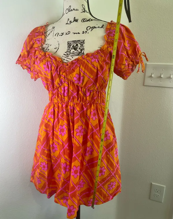 Show me Your Mumu x Barbie Mini dress Sz XS Hot pink /Orange - Image 3