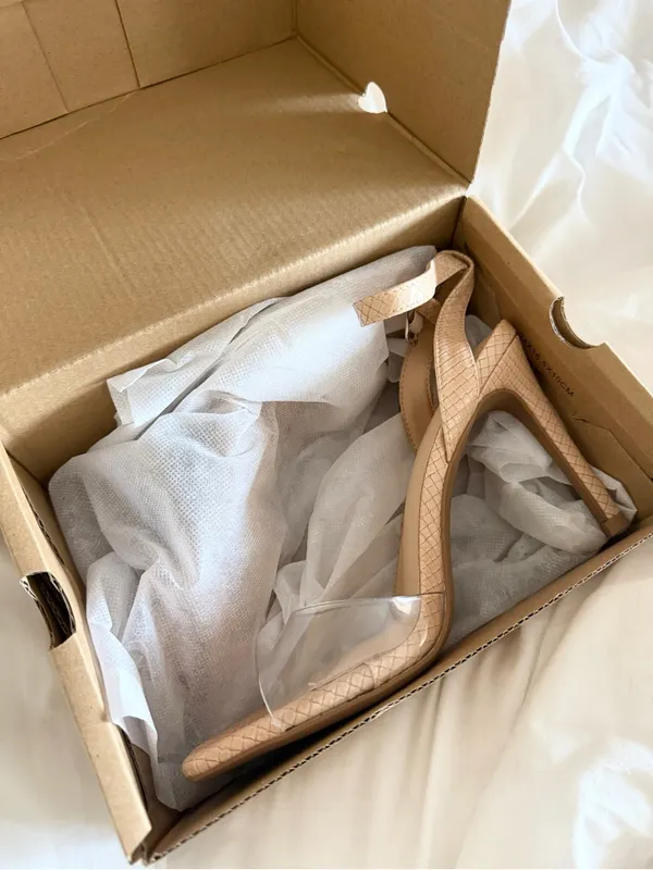 NWT • Nude/Clear Ankle Strap Stiletto Heel Sandals - Image 2