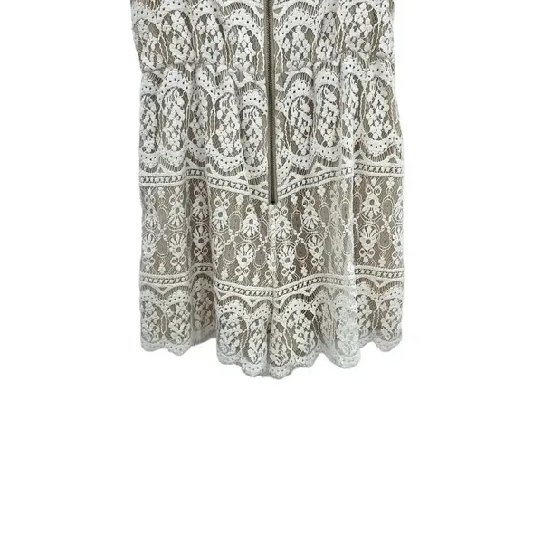Alice + Olivia Cassia Romper Sleeveless Lace Crochet‎ Zipper White Beige Size 8 - Image 12