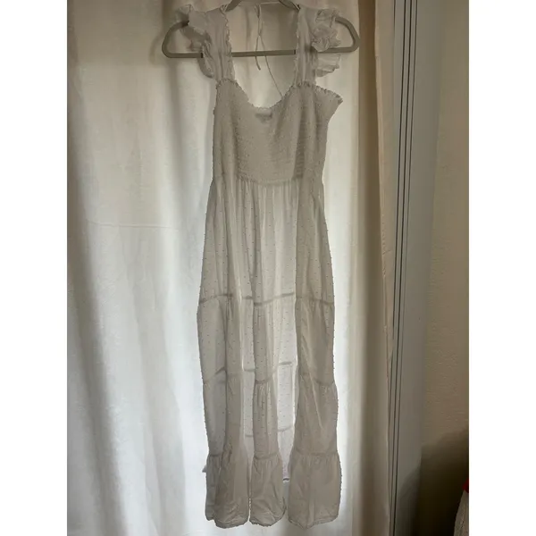 EILEEN WEST Grace Swiss Dot Smocked Cotton Lawn Dress Ruffle Sleeve Size Large‎ - Image 7