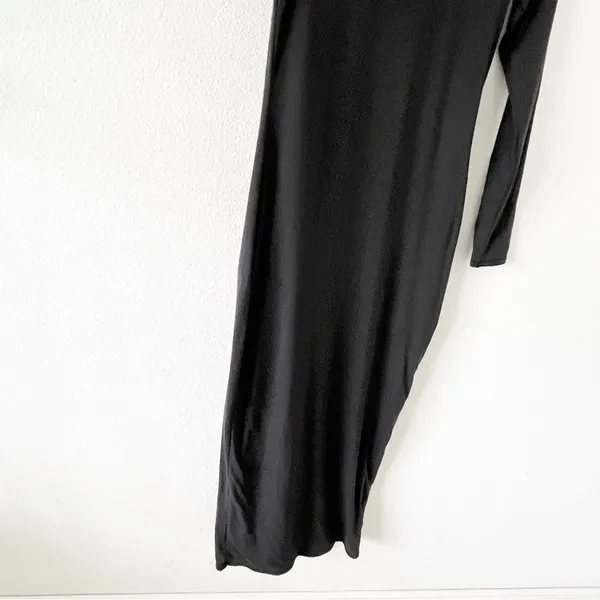 SKIMS Onyx Fits Everybody Long Sleeve Bodycon Crew Neck Stretch Maxi Dress - Image 4