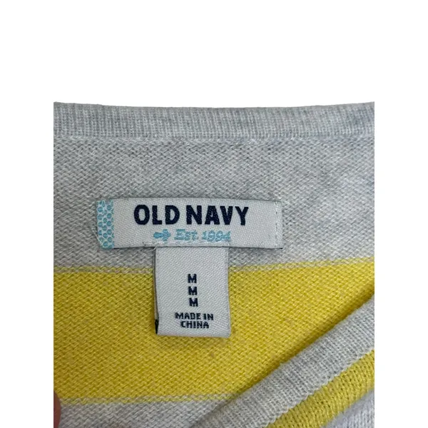 Old Navy Women's Sweater Striped Long Sleeve Lightweight Gray/Yellow Sz.‎ Medium - Image 3