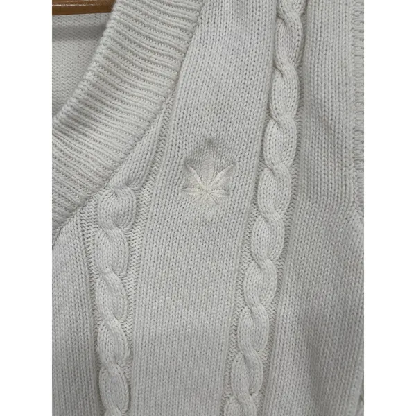 Vintage BOAST USA‎ Cream Cable Knit V Neck Sleeveless Vest Sweater Top Women's S - Image 3
