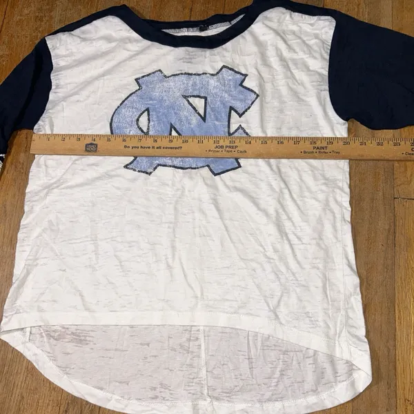 Three Square UNC Tar Heels Women XL Raglan Burnout T-Shirt Navy White Distressed - Image 6