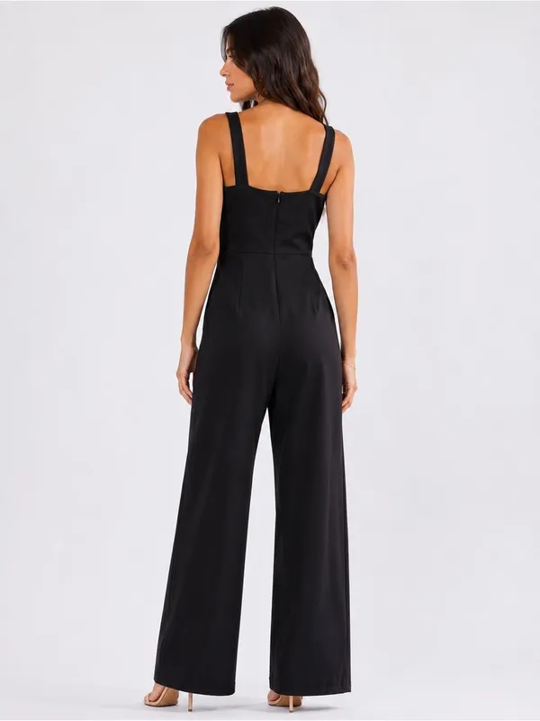 Black Wide-Leg Jumpsuit with Square Neck XL - Image 2