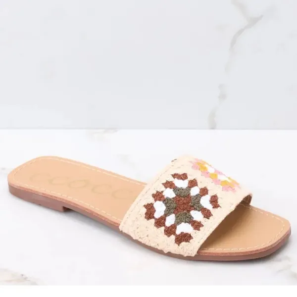 CCOCCI Crochet Walking Above Brown Multi Slide Sandals Brown Blush Multi 8 - Image 2