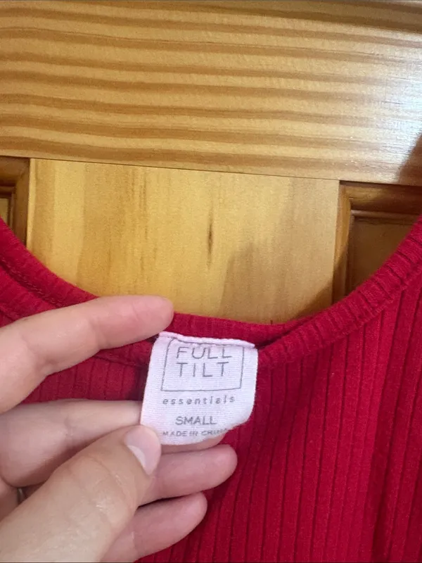 Full Tilt Size Small Red Ribbed Crop Top Tank Top - Image 4