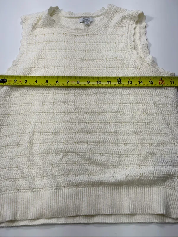 J. Crew 100% Cotton scalloped pointelle knit cardigan sweater in ivory NWOT - Image 5