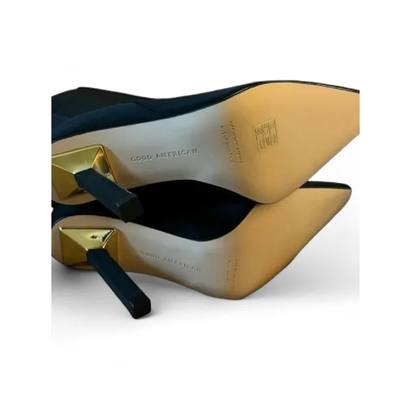 Good American Black Neoprene Pointed Toe Stiletto‎ Chelsea Boot Gold Heel Cap 11.5 NEW - Image 8