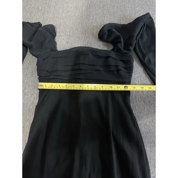 Abercrombie Women's Black Sheer Chiffon Pleated Long Sleeve Maxi Dress Size ST - Image 10