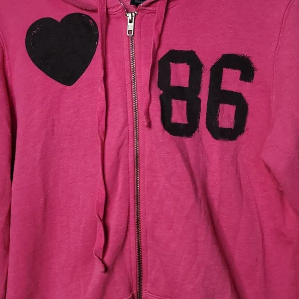 PINK - Victoria's Secret hooded hoodie zip up sweatshirt sz Medium - Image 3