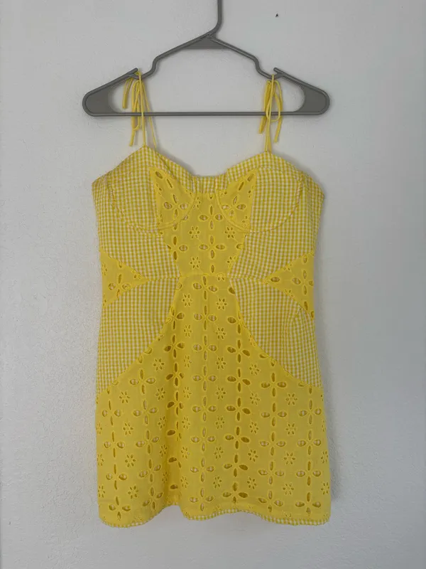 Yellow Eyelet Dress - Image 5
