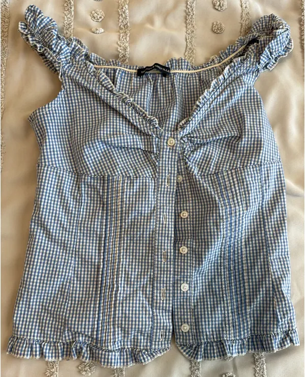 Brandy Melville Blue Gingham Top - Image 2