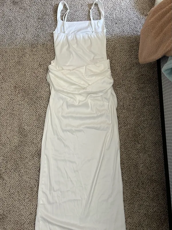 SHEIN White Sleeveless Maxi Column Dress with Draped Waist - Image 5