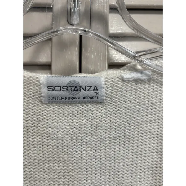 Sostanza Cream Crochet Vest Top Size M/L Button Up Boho Flowers - Image 2