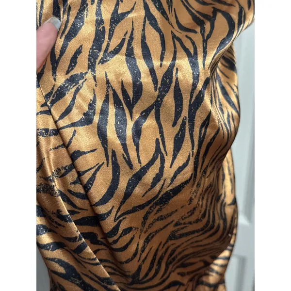 Likely Alessia Tiger Print Ruched Satin Cowl Neck Cocktail Dress Party Night Out - Image 6
