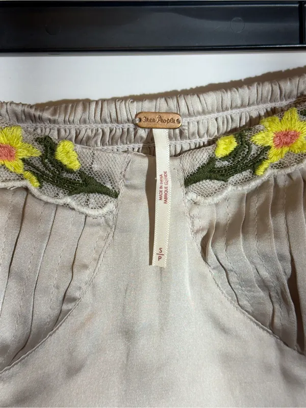 Free People Ember Glow Floral Embroidered Chiffon Tube Top Size S - Image 8