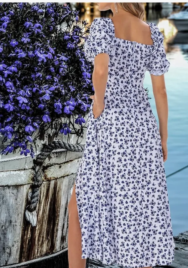 Corset Flower Midi Dress Purple - Image 3