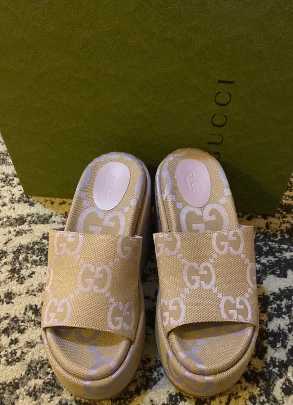 Gucci Jumbo GG Platform Slide Sandal Size 38.5 - Image 2