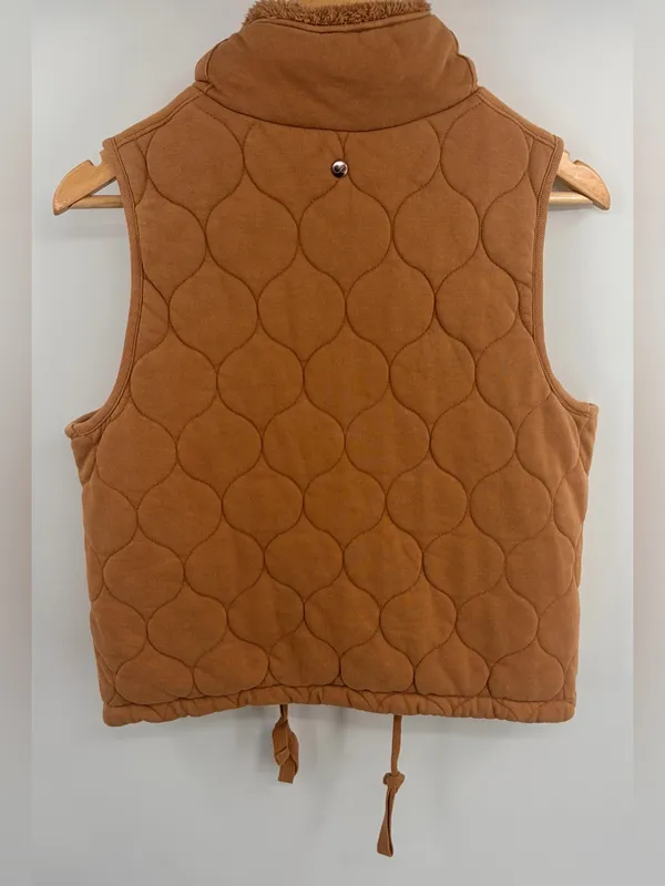 Calia quilted full zip snap front vest camel tan women’s S cozy chic - Image 6