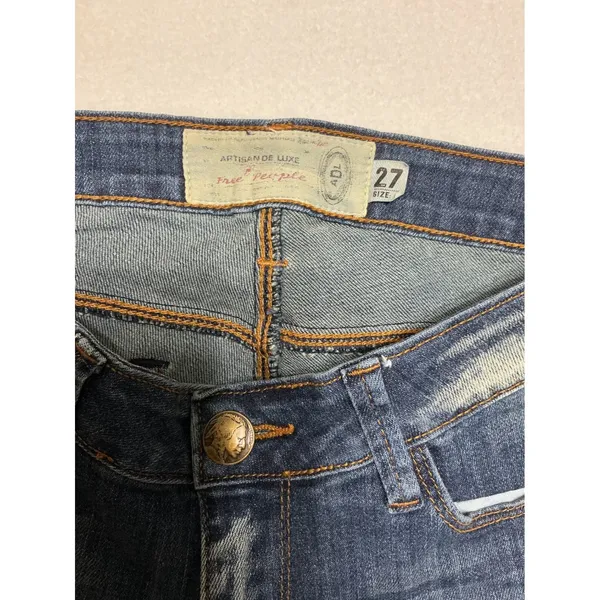 Free People Artisan De Luxe Patchwork Jeans 27 Serape Bandana Distressed Boho - Image 3
