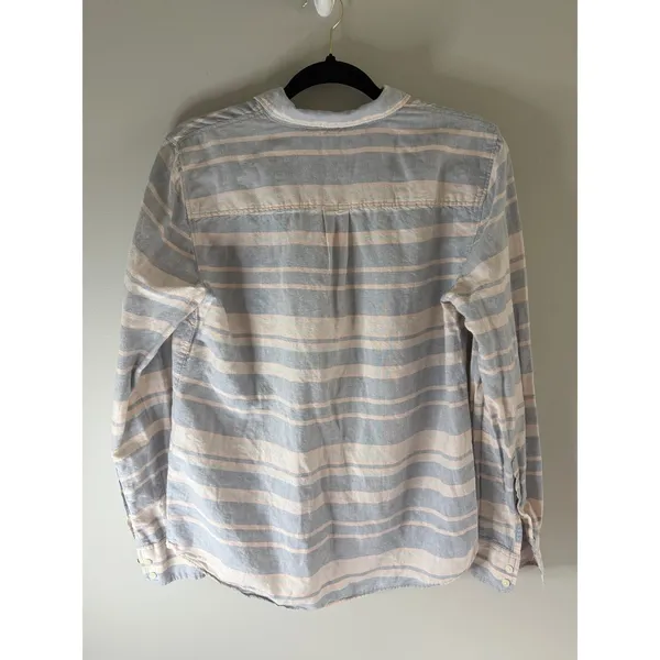 J Crew The Perfect Shirt‎ Linen Cotton Striped Button Down Pink Blue Medium - Image 10