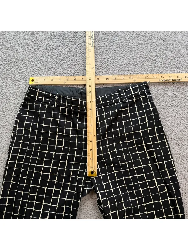 Zara Woman Black White Grid Print Slim Ankle Trousers Size M Side Zip - Image 3