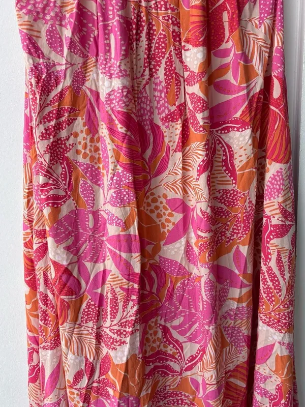 Pink and orange floral maxi dress with cami straps - Image 6