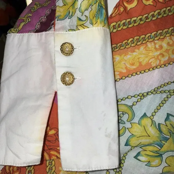 VIPAVADEE STUNNING Luxury Designer PRINT BUTTON FRONT‎ SHIRT 3/4 SLEEVES SZ S - Image 5