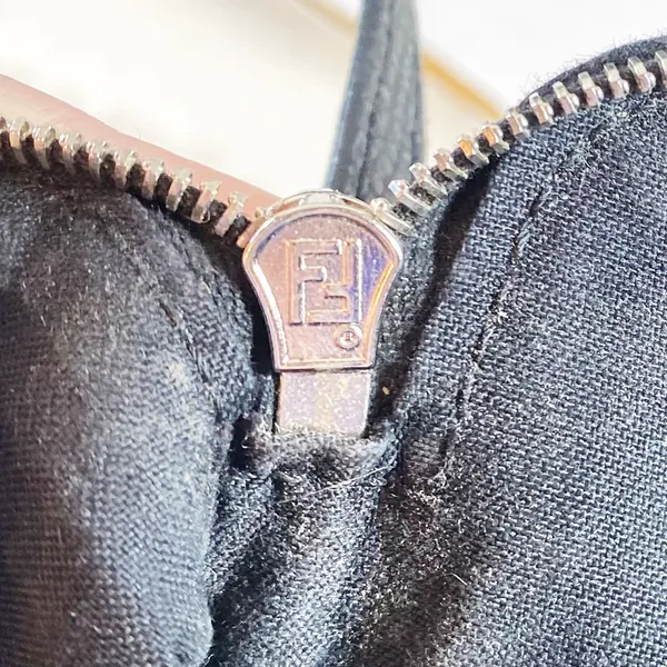 Fendi Textured Leather Logo Shopping Tote & Detachable Pouch - Image 11