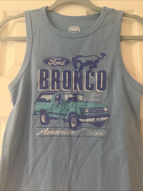 Ford Light Blue Tank with Navy Bronco Graphic - Image 2