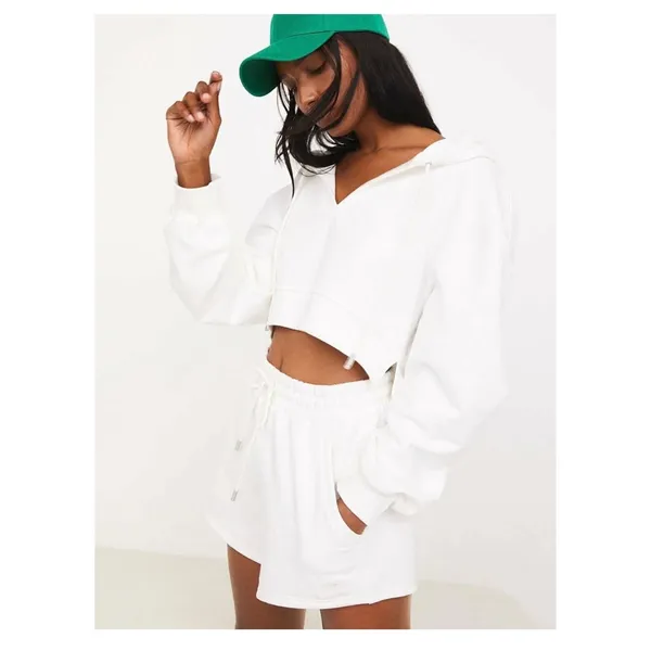 For Love & Lemons Cream Sweat Shorts Size Medium Embroidery Comfort Loungewear - Image 8