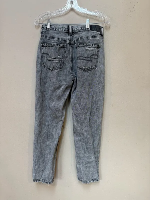 American Eagle Gray Acid Wash Ripped Boyfriend Jeans Y2K Grunge 6 - Image 2