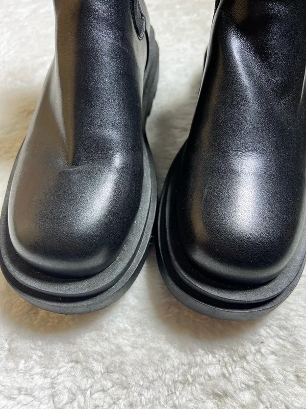 Black Faux Leather Chunky Chelsea Boots Size 40 - Image 2