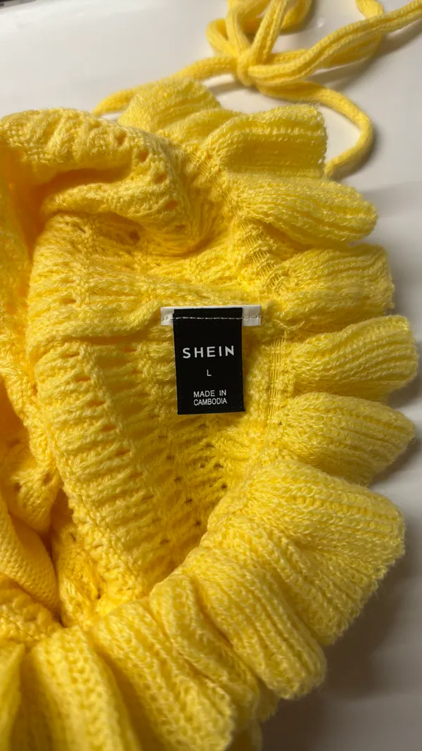 SheIn Yellow knitted halter top - Image 3