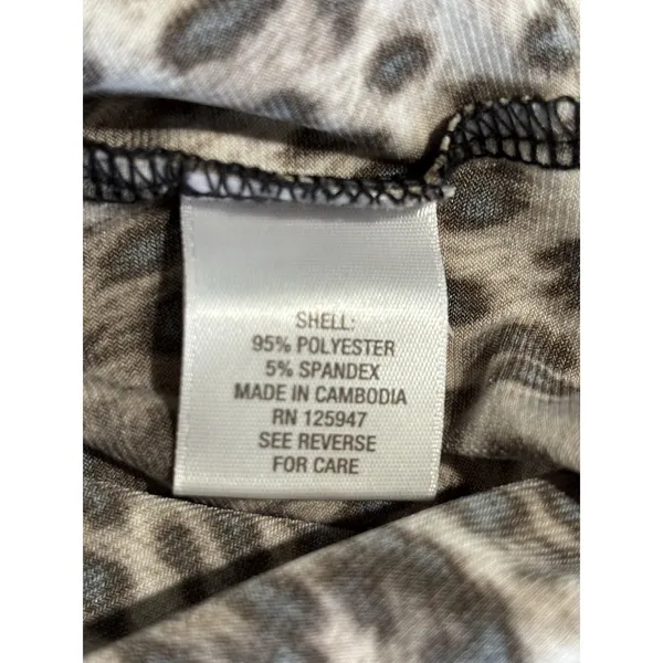 CB‎ Cheetah Print Brown/Tan 3/4 Tab Sleeve Blouse Size Small Gathered Trendy - Image 6