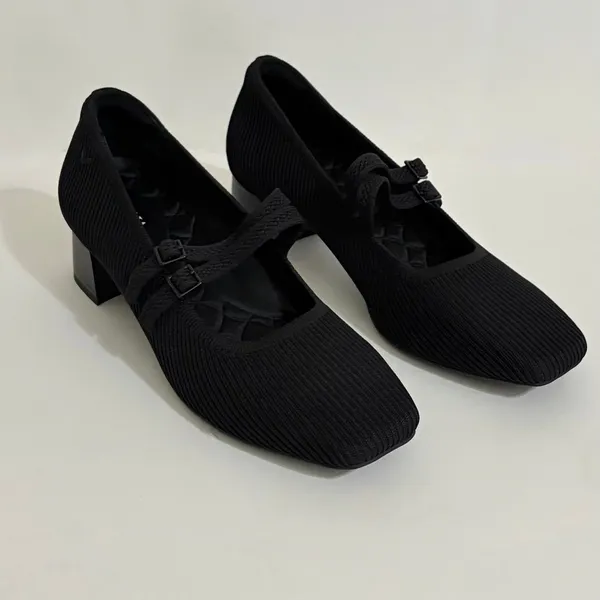 VIVAIA Mary Jane Knit Heels Black Eco Friendly Comfort Work Shoe 41.5 US 10 - Image 4