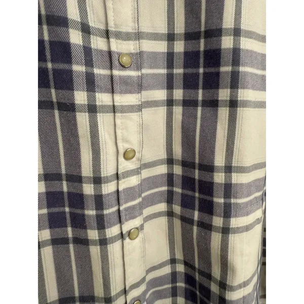 Womens‎ Flannel Snap Front Shirt Blue White Fleece - Image 5