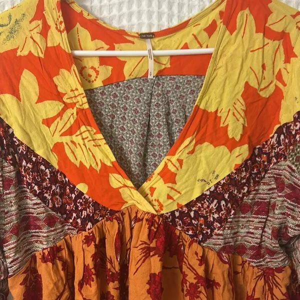 Free People Aloha State of Mind Patchwork Blouse Top Small - Image 4