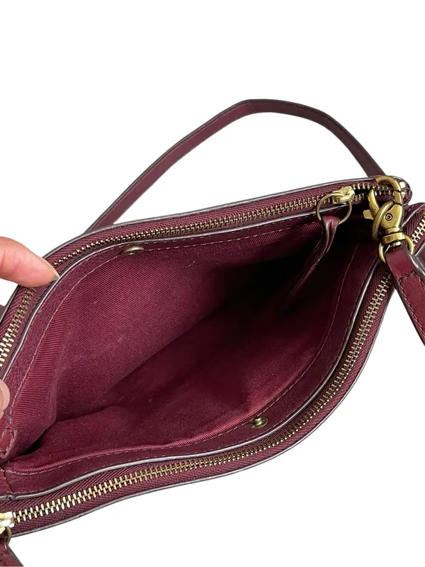 Fossil Devon Carbenet Wine Pebble Leather Dot Crossbody Shoulder Bag - Image 8