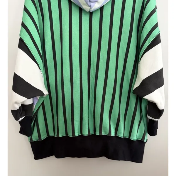 Free People Movement Free "Sprint To The Finish" Hoodie Green Stripe Women's Med - Image 6