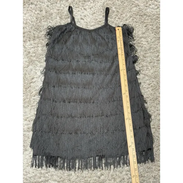 Dreamgirl Black Flapper Fringe Mini Dress Party Dance Women’s Size L - Image 8