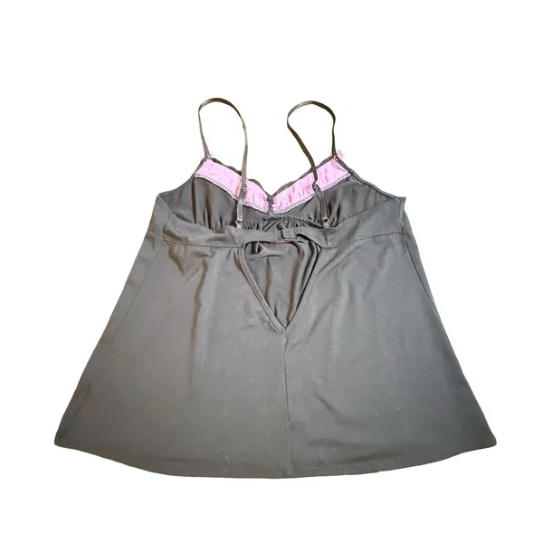 Betsey‎ Johnson Intimates Black Pink Lace Trim Camisole Baby Doll Bra Top Medium - Image 2