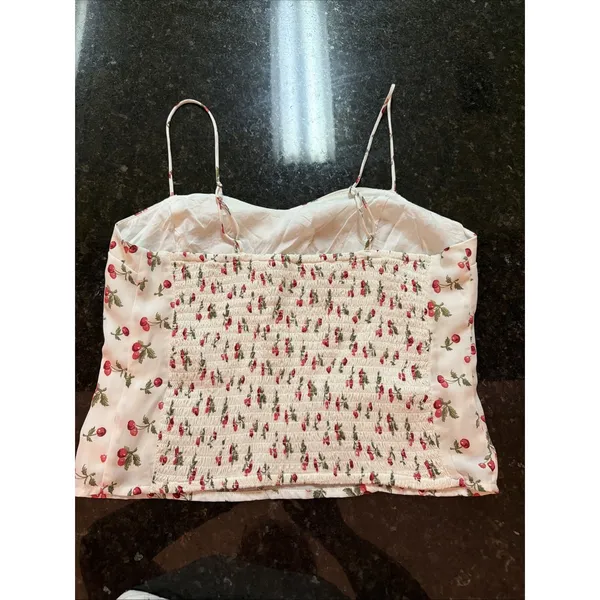 Abercrombie And Fitch Cherry Tank Top Shirt Sz M Summer Ruched Abercrombie &fitc - Image 2